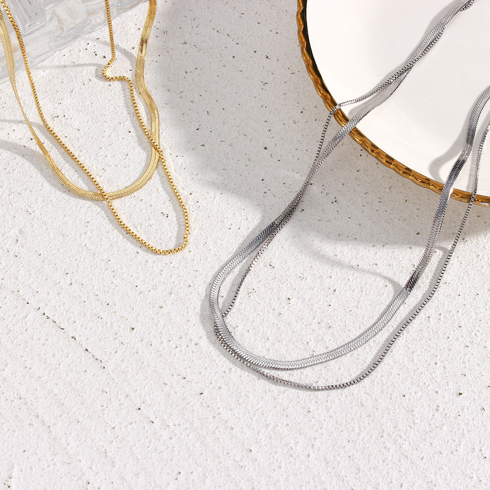 Minimalist Stripe Circle Geometric Stainless Steel 18K Gold Plated Necklaces