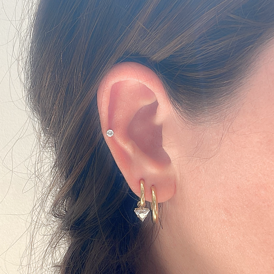 Triangle diamond charm hoops - Gold