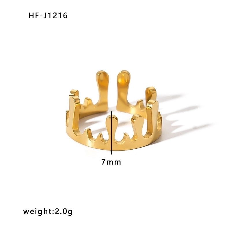 Stainless Steel 18K Gold Plated Minimalist Plating Heart Shape Crown Bow Knot Rings