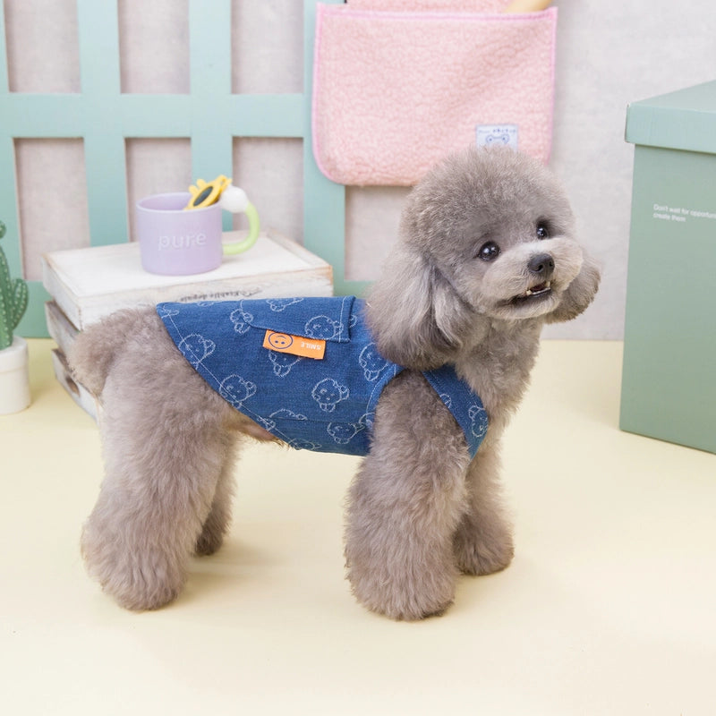 Casual Denim Solid Color Pet Clothing