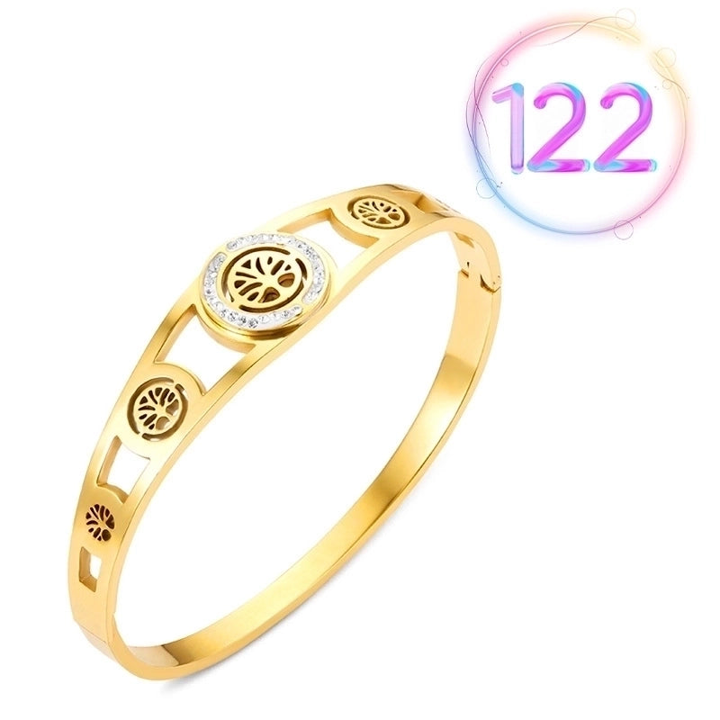2 Pieces Fashion Geometric Stainless Steel Plating Zircon Bangle