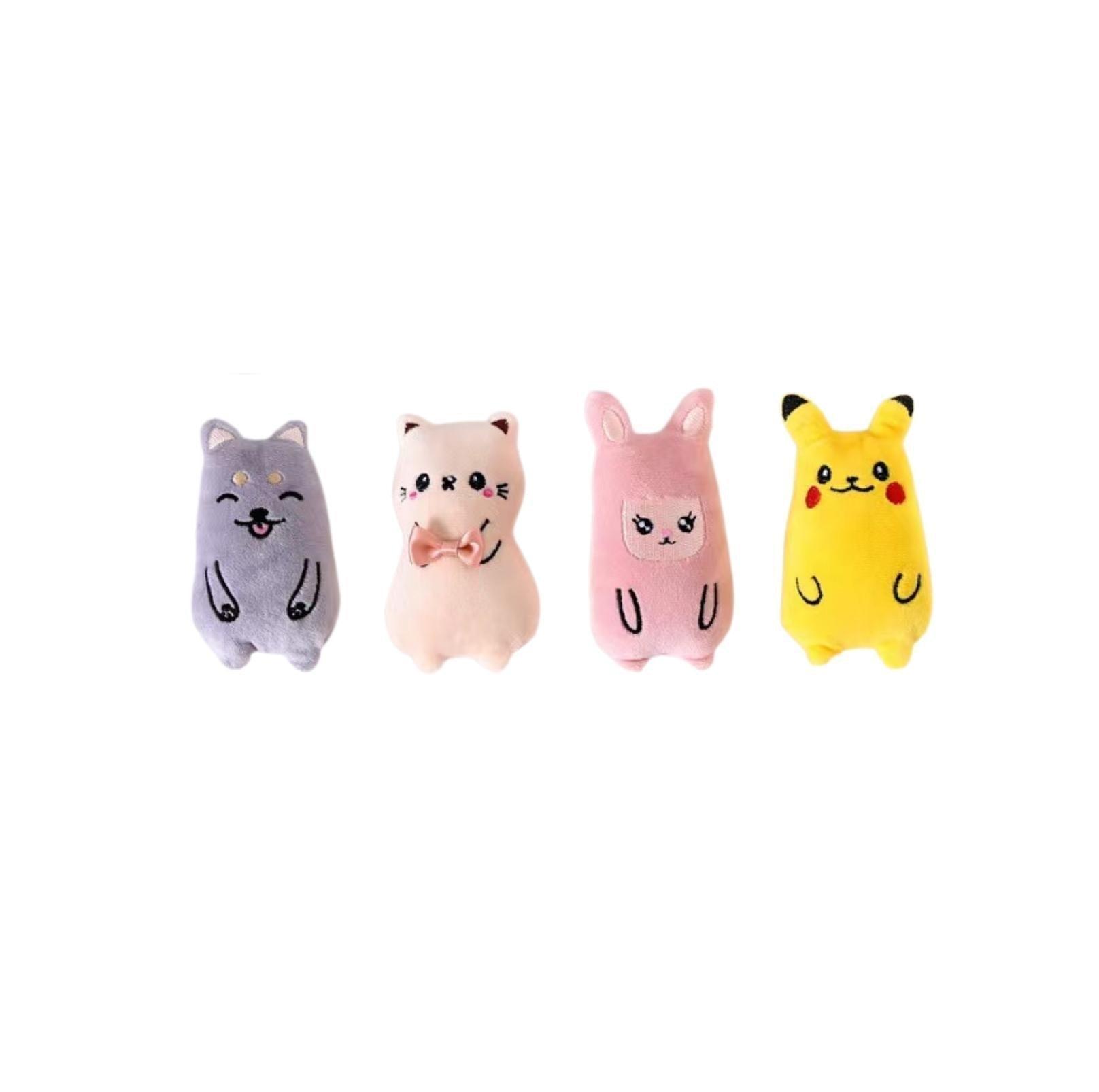 Kitty Cartoon Plush Cat Toys (4pcs) with Bell & Catnip