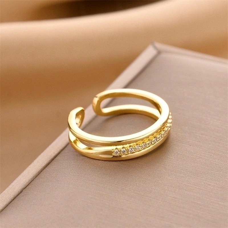 Fashion Geometric Snake Butterfly Copper Open Ring Plating Artificial Gemstones Copper Rings