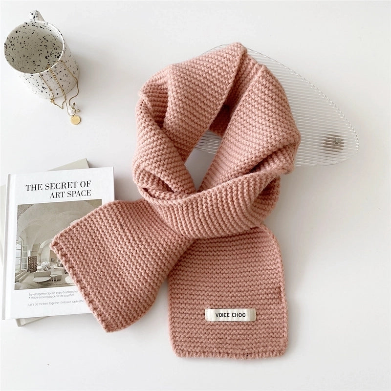 New Solid Color Scarf Women's Winter Warm  Versatile Knitted Long Thickened Student Wool Scarf