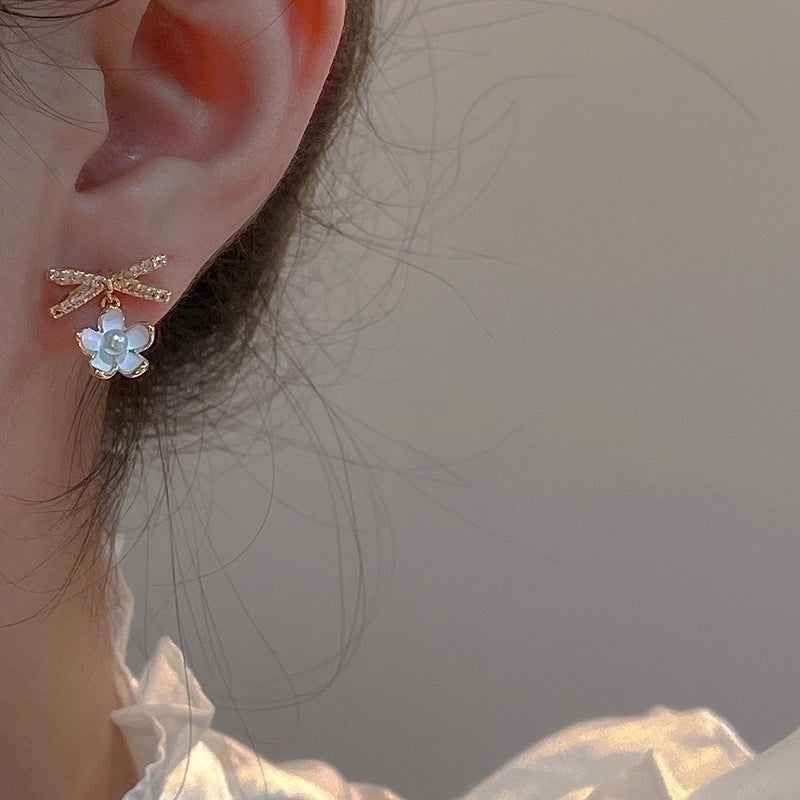 2 Pieces Fashion Heart Shape Flower Copper Beaded Plating Inlay Pearl Zircon Earrings Ear Studs 1 Pair