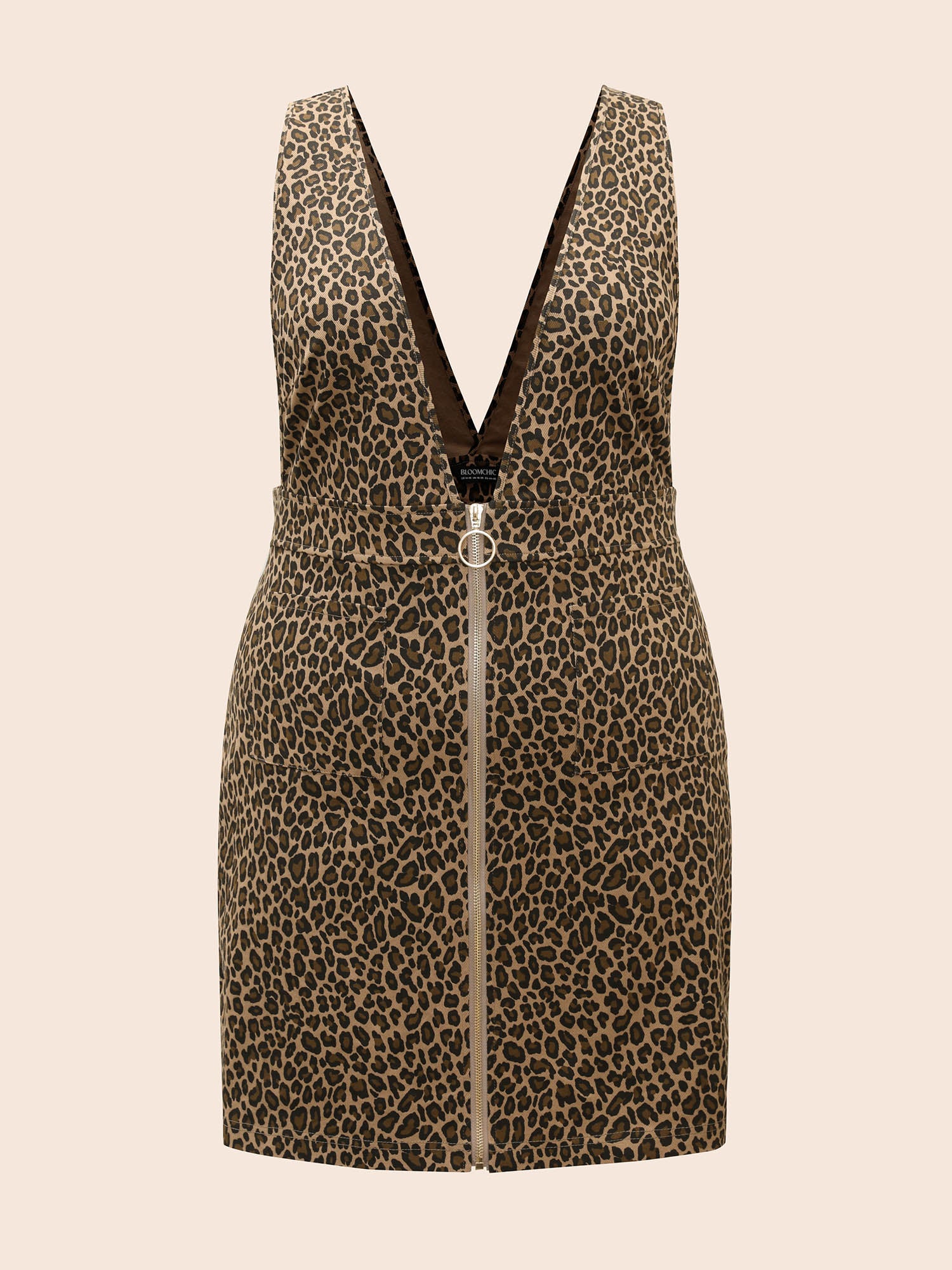 Leopard Print O Ring Zipper Dress