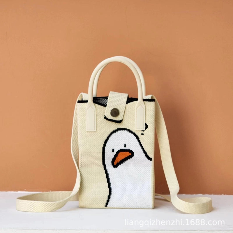 Women's Polyester Cartoon Cute Square Hidden Buckle Shoulder Bag Handbag Crossbody Bag