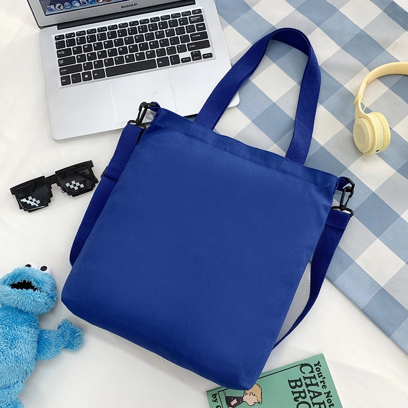 Women's Large Canvas Letter Little Bear Classic Style Zipper Canvas Bag