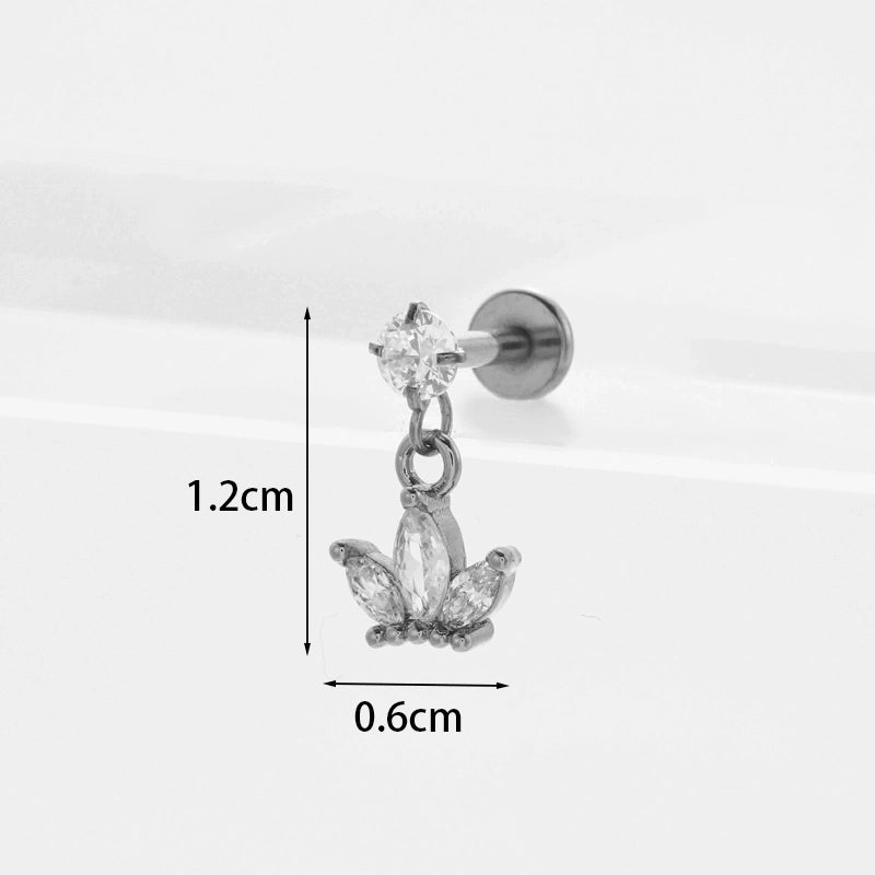 Ear Cartilage Rings & Studs Flower 316L Stainless Steel  Copper Inlaid Zircon