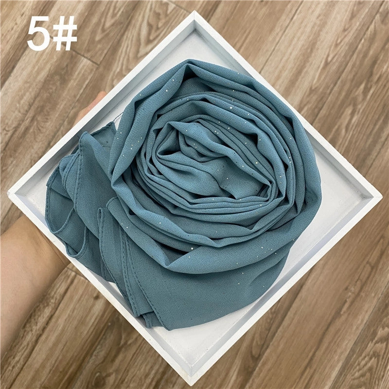 Solid Color Sprinkling Gold Pearl Chiffon Chiffon Fashion Sprinkling Gold Scarf Women's Toe Chiffon Glitter Scarf