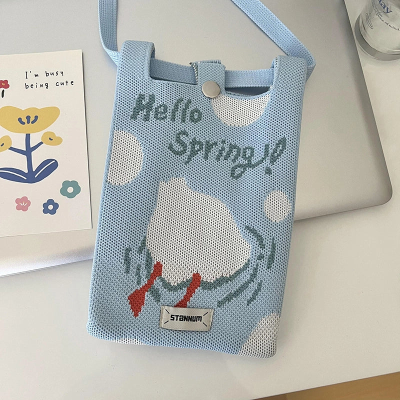Women's Polyester Printing Animal Color Block Cute Square Buckle Shoulder Bag Phone Wallets