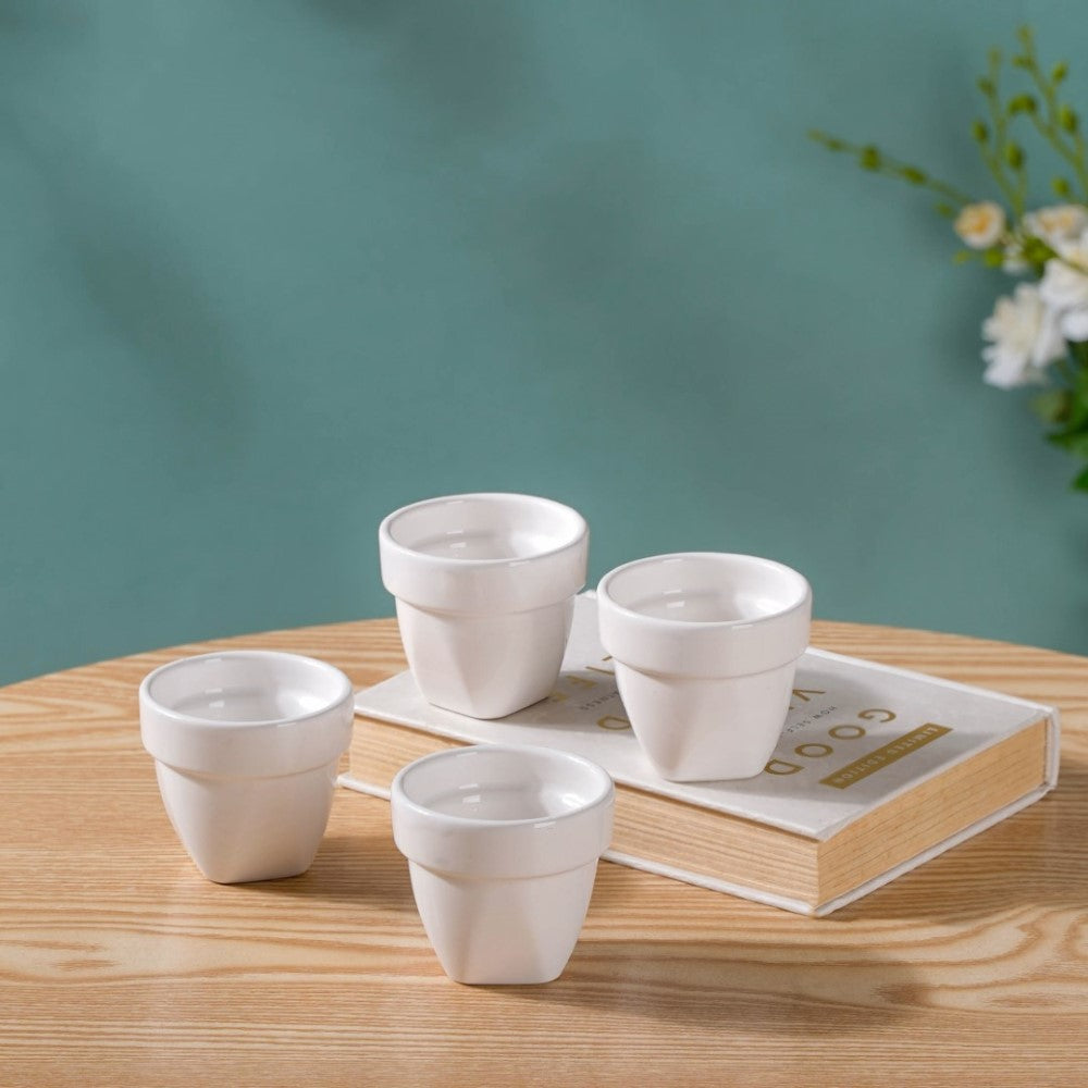 Modern Mini Pot For Decor White Set of 4