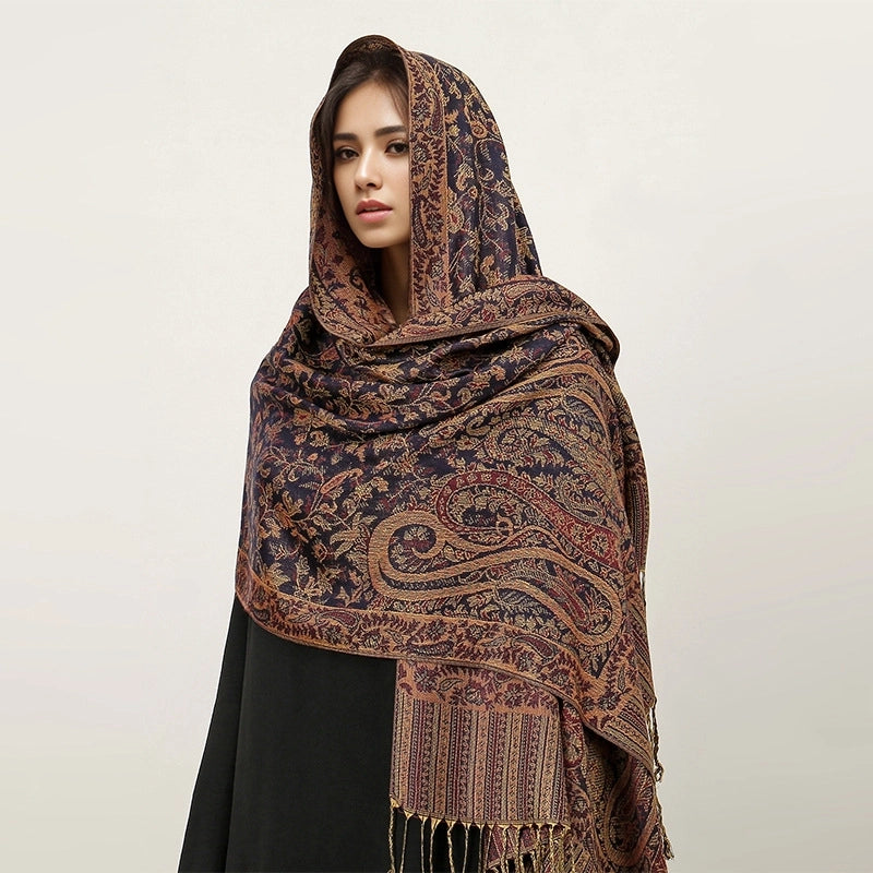 Women's Elegant Geometric Cotton Acrylic Shawl
