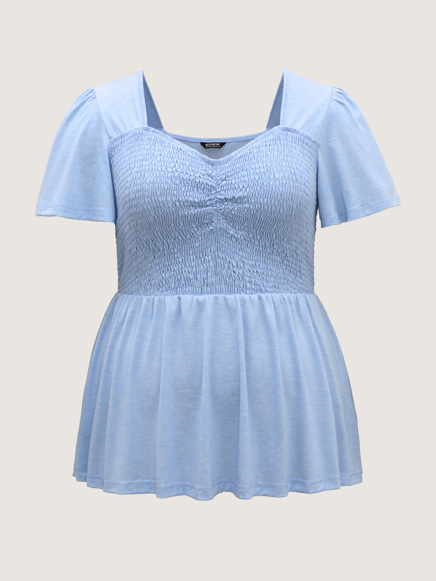 Shirred Sweetheart Neck Babydoll Top