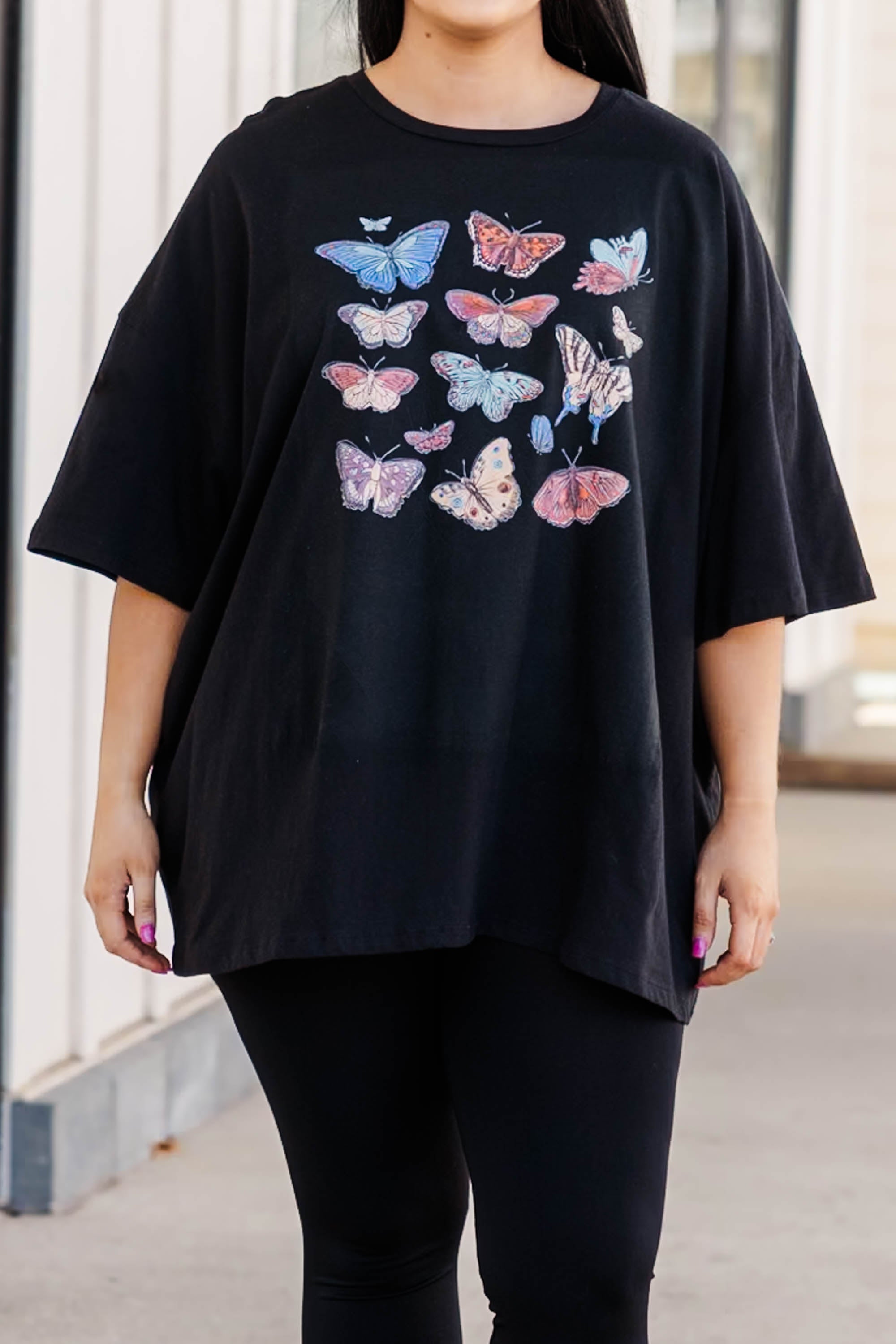 Feeling Butterflies Boyfriend Tee. Black