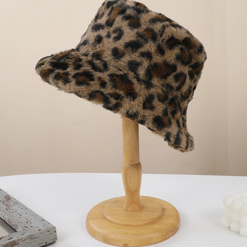 Women's Casual Korean Style Leopard Big Eaves Bucket Hat