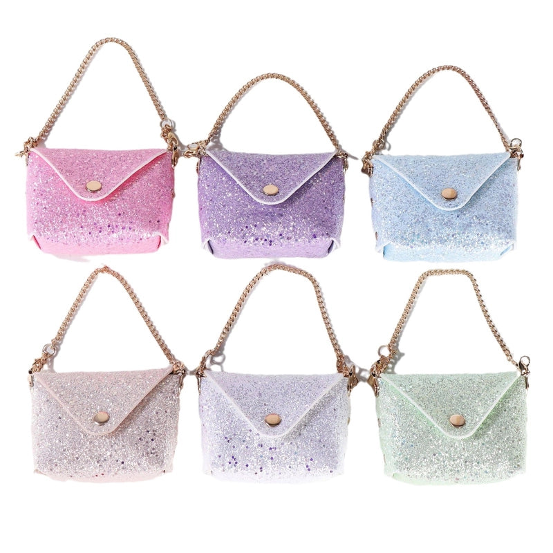Women's Pu Leather Glittery Elegant Streetwear Square Flip Cover Shoulder Bag