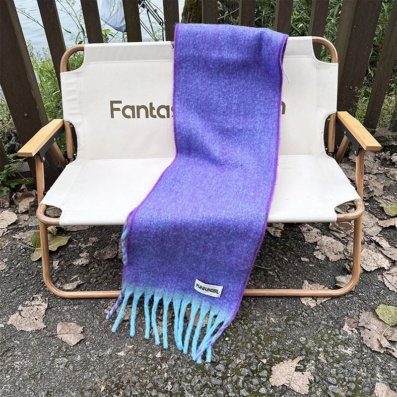 Women's Basic Minimalist Color Block Gradient Color Polyester Scarf