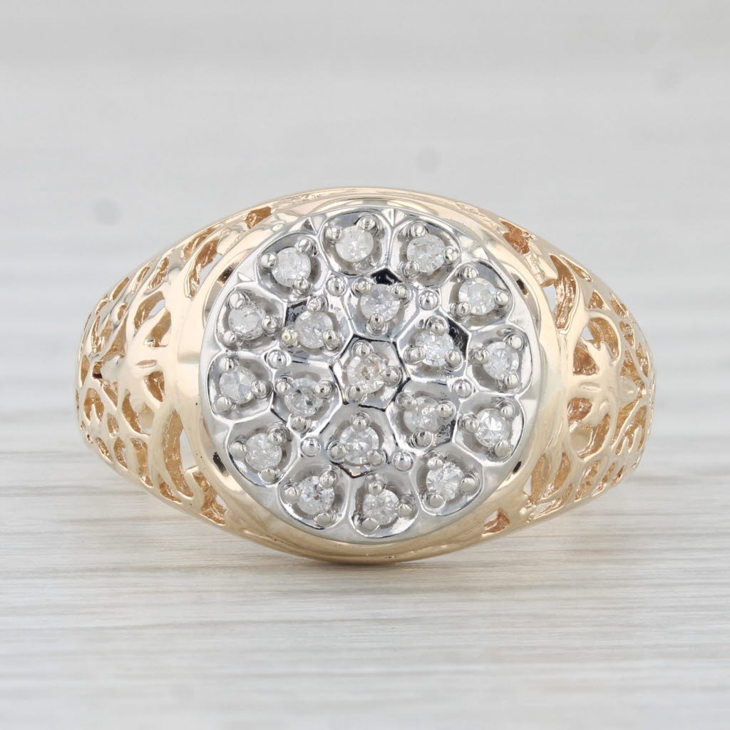 0.18ctw Diamond Cluster Men's Ring 10k Yellow Gold Size 10