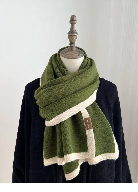 White Color Scarf Winter New Sense Of Knitted Wool Scarf Small Design Boys And Girls