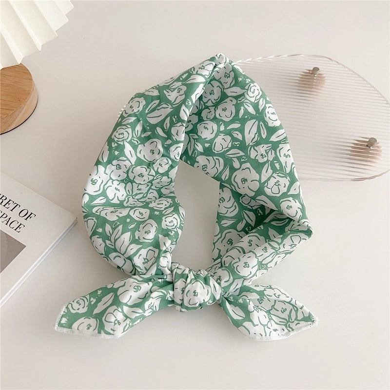 Women's Minimalist Flower Cotton And Linen Printing Scarf