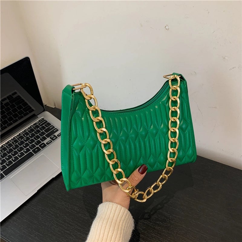 Women's Pu Leather Solid Color Classic Style Square Zipper Shoulder Bag