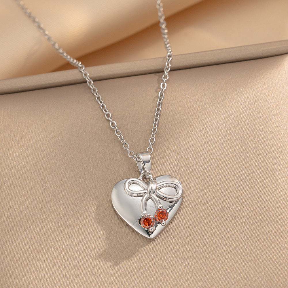 Popular Titanium Steel Necklace Love Red Cherry Pendant Necklace Female Niche Clavicle Chain Accessories