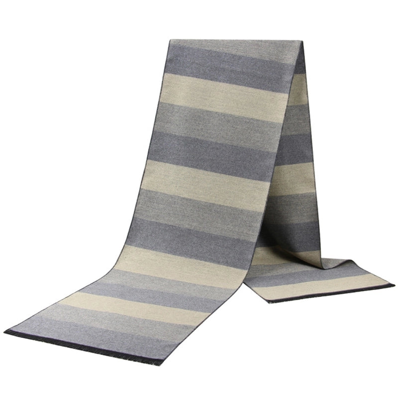 New Men's Scarf Winter Warm Pull Striped Scarf Imitation Cashmere Middle-aged Leisure Scarf