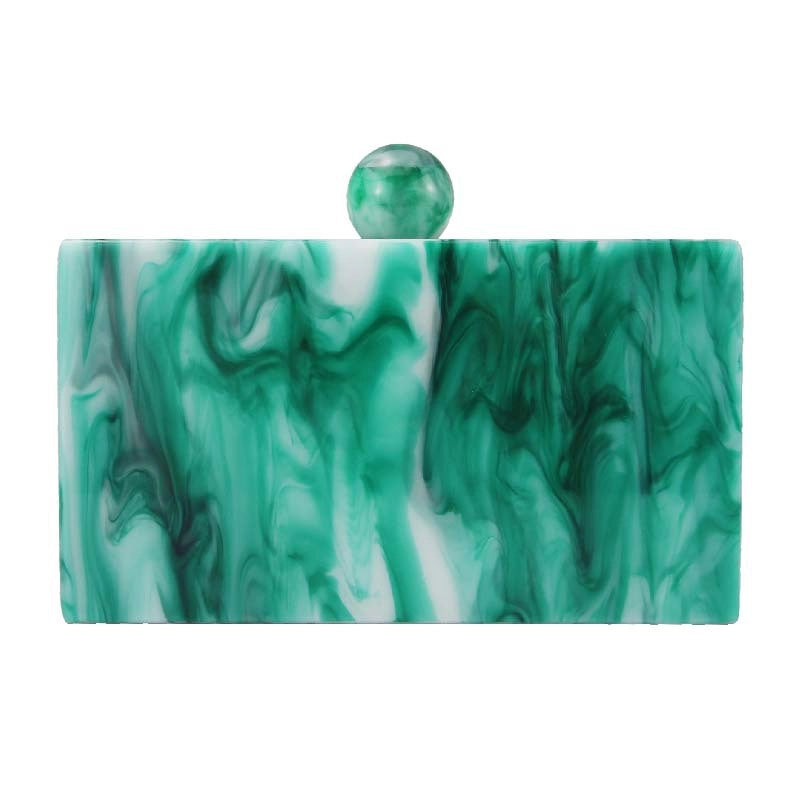 Pink Sky Blue Yellow Arylic Marble Square Evening Bags
