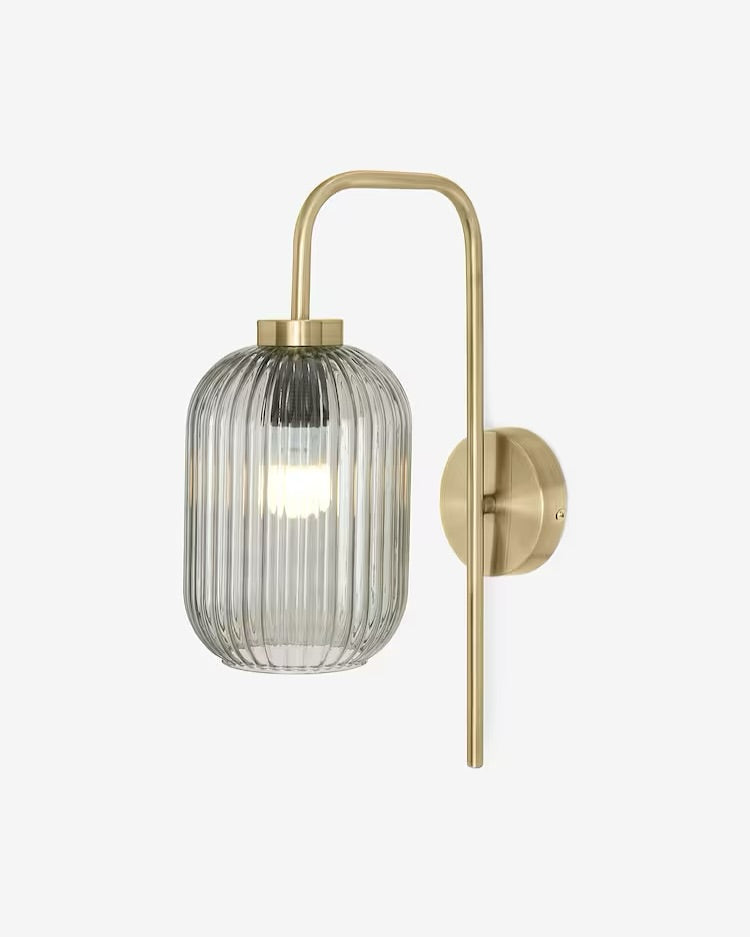 Ribbed Glass Globe Wall Light