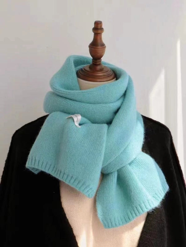 Internet Celebrity Solid Color Wool Knitted Scarf Women's Autumn And Winter New Student Couple Warm Small Scarf