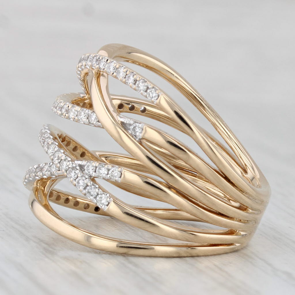 Cardow 0.75ctw Diamond Crossover Ring 14k Yellow Gold Size 7 Cocktail