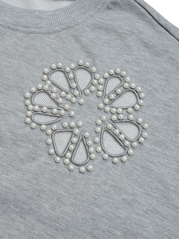 Loose Puff Sleeves Asymmetric Hollow Split-Joint Round-Neck Sweatshirt Tops