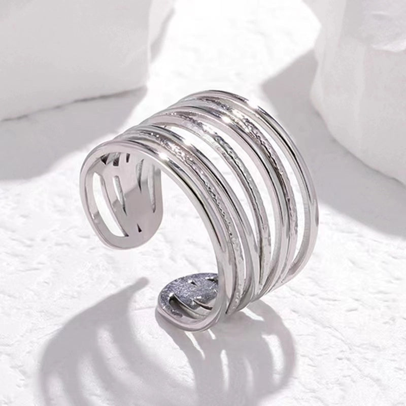 Retro Geometric Stainless Steel Gold Plated Plating Open Rings