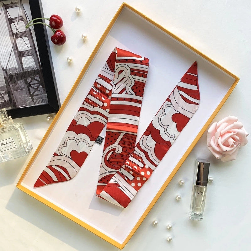 Women's Minimalist Flower Satin Printing Silk Scarf
