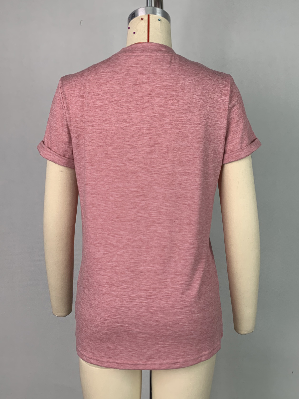 Short Sleeves Solid Color Round-Neck T-Shirts Tops