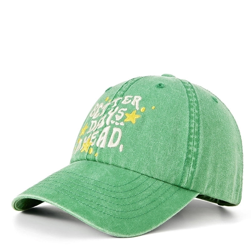 Unisex Minimalist Letter Star Embroidery Curved Eaves Baseball Cap