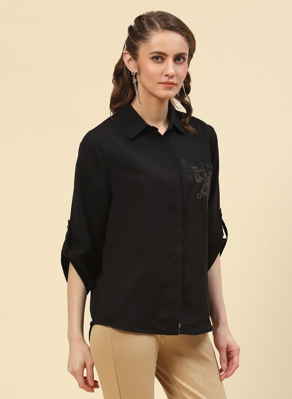 Women Black Plain Top