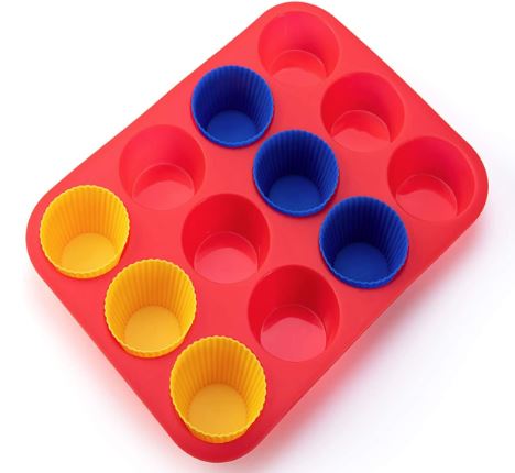 6 Pcs Cup Cake Mould Set Silicone – Multicolour Reusable Silicone Cupcake Moulds