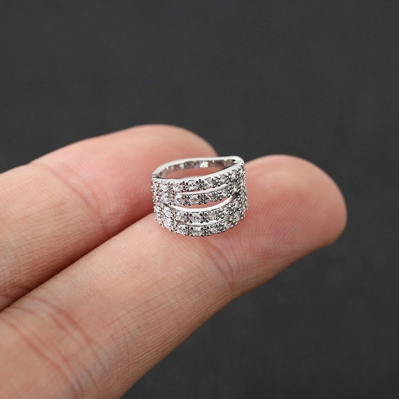 1 Piece IG Style Minimalist U Shape Star Inlay Copper Zircon Ear Cuffs
