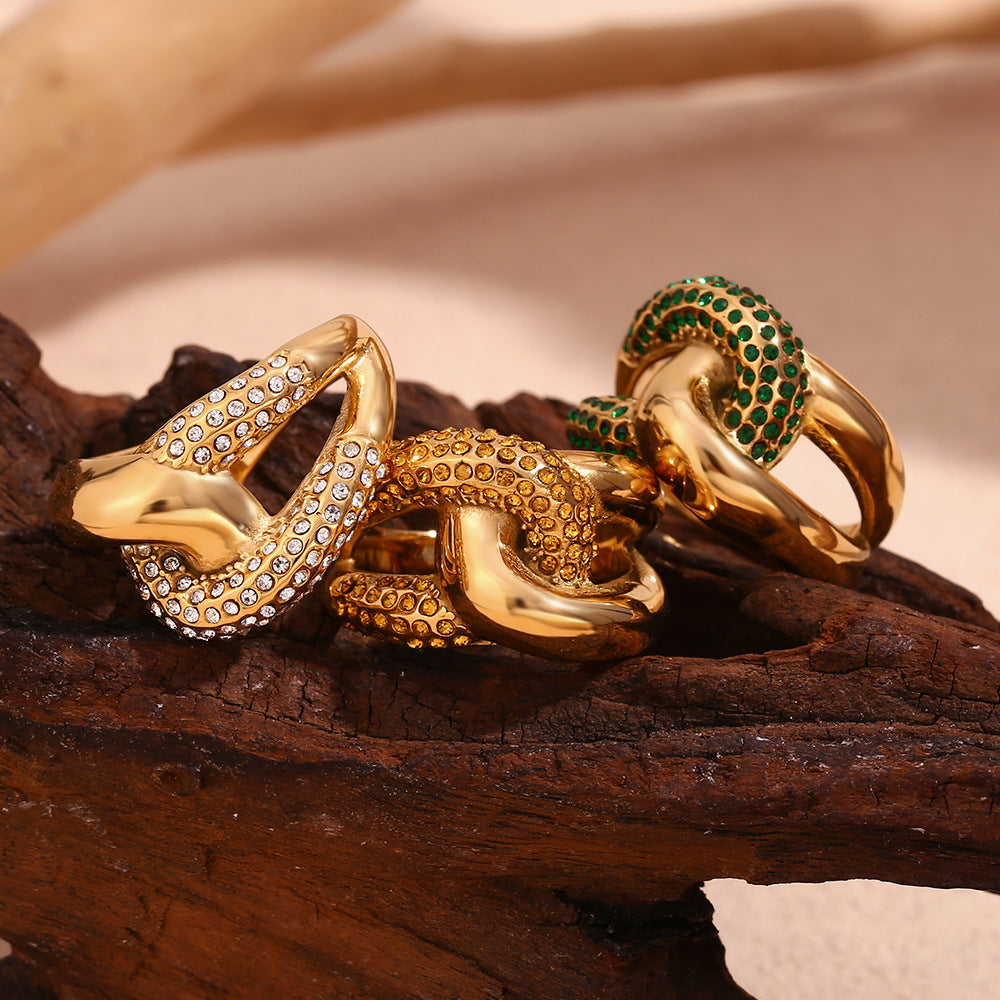 Fashion Versatile Circle Geometric Stainless Steel 18K Gold Plated Rings
