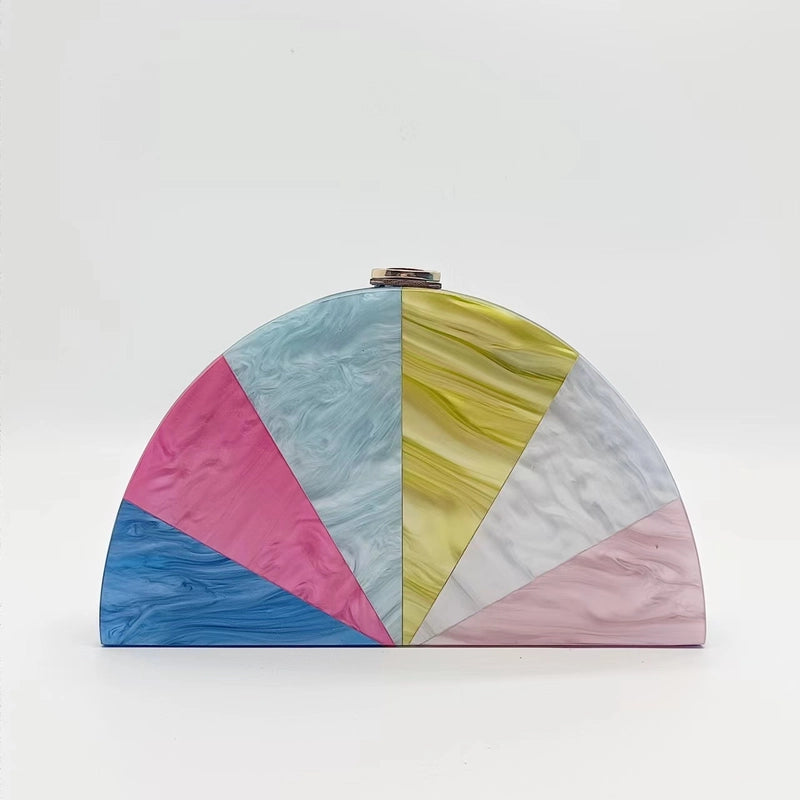 Arylic Color Block Semicircle Evening Bags