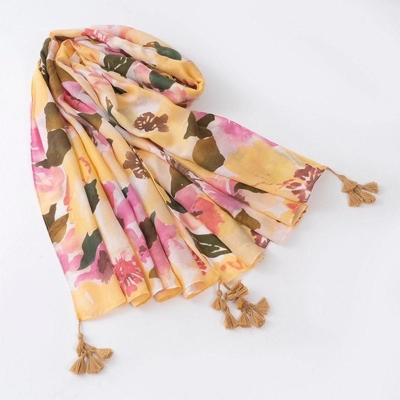 Women's Sweet Color Block Polyester Printing Scarf