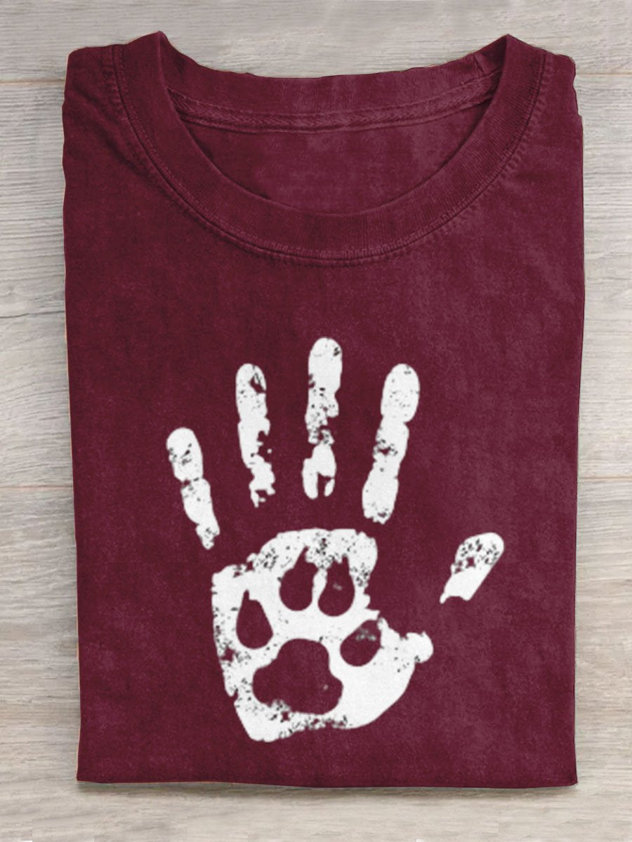 Human Handprints And Dog Footprints For Dog Lovers Art Print Design T-shirt