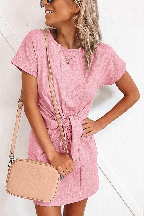 Short-sleeved Cotton Blend Dress