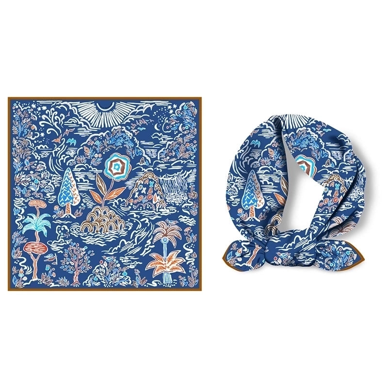 Women's Minimalist Classic Style Color Block Polyester Printing Flowers Silk Scarf
