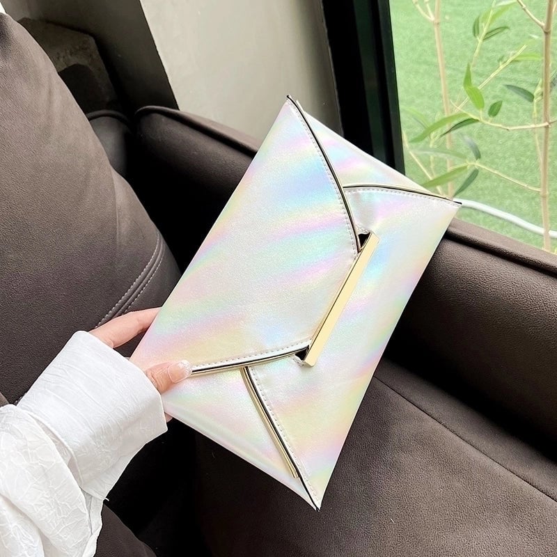 Women's Pu Leather Solid Color Basic Classic Style Flip Cover Envelope Bag Clutch Bag