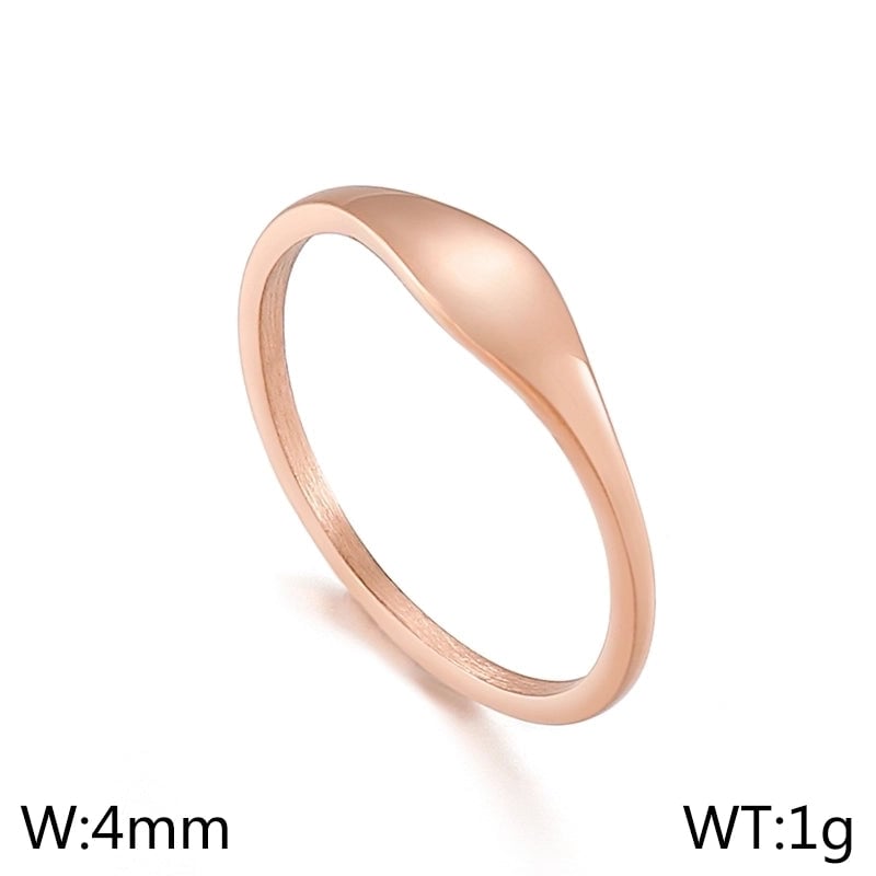 Minimalist Geometric Titanium Steel 18K Gold Plated Plating Rings