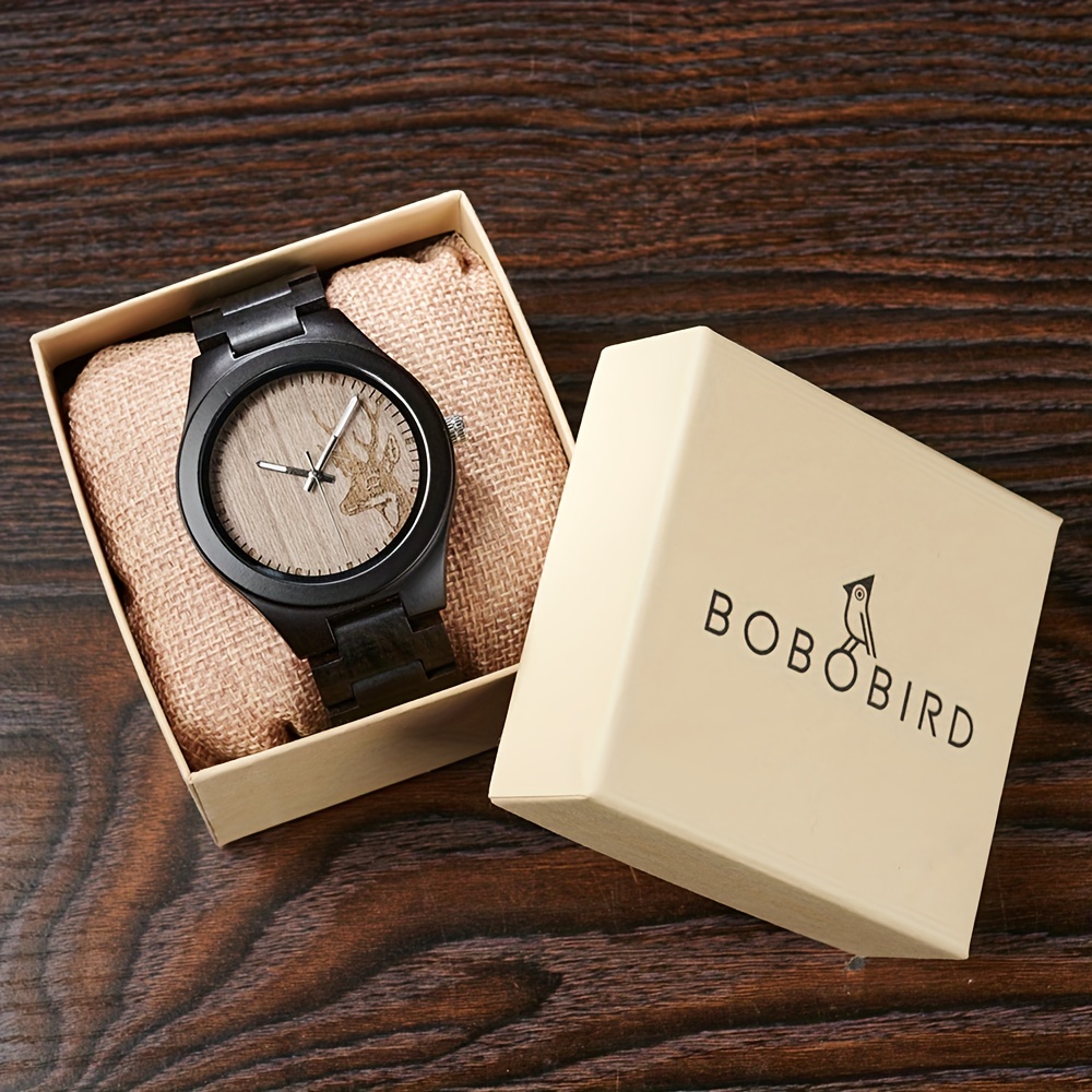 Unique Elk Carved Men's Watch Wooden Watch Nice Gift