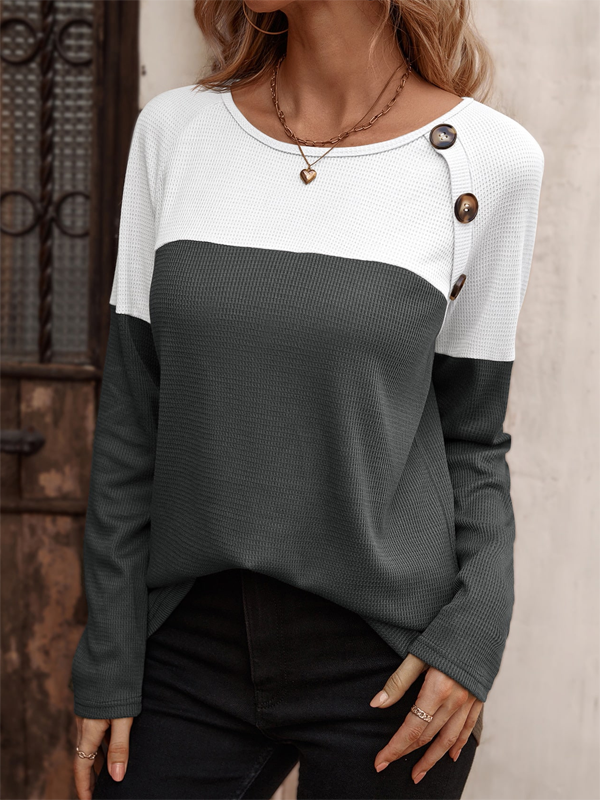 Jersey Color Block Casual tunic Top